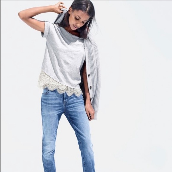 J. Crew Tops - J. Crew T-shirt with lace hem NWT
